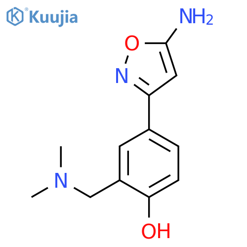 4-(5-amino-1,2-oxazol-3-yl)-2-(dimethylamino)methylphenol structure