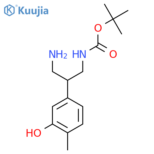 tert-butyl N-3-amino-2-(3-hydroxy-4-methylphenyl)propylcarbamate structure