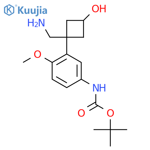 tert-butyl N-{3-1-(aminomethyl)-3-hydroxycyclobutyl-4-methoxyphenyl}carbamate structure