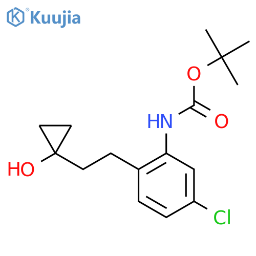 tert-butyl N-{5-chloro-2-2-(1-hydroxycyclopropyl)ethylphenyl}carbamate structure