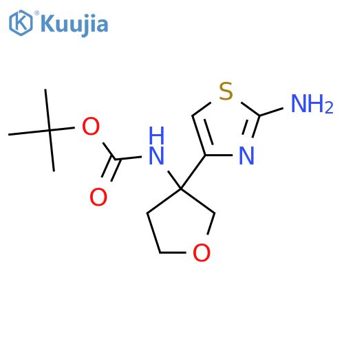 tert-butyl N-3-(2-amino-1,3-thiazol-4-yl)oxolan-3-ylcarbamate structure