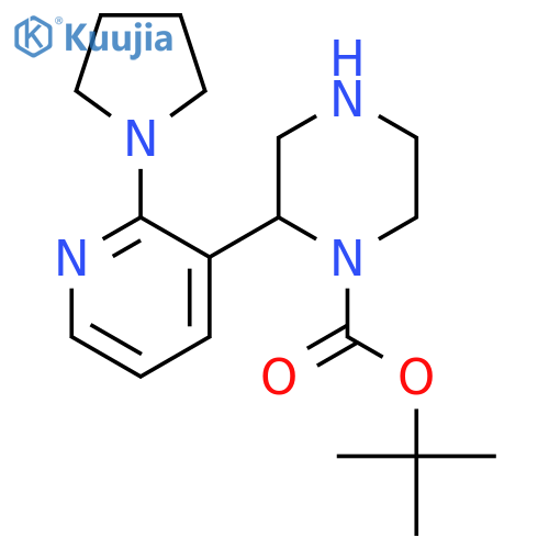 tert-butyl 2-2-(pyrrolidin-1-yl)pyridin-3-ylpiperazine-1-carboxylate structure