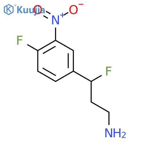 3-fluoro-3-(4-fluoro-3-nitrophenyl)propan-1-amine structure