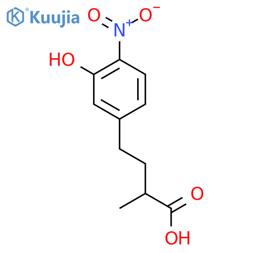 4-(3-hydroxy-4-nitrophenyl)-2-methylbutanoic acid structure
