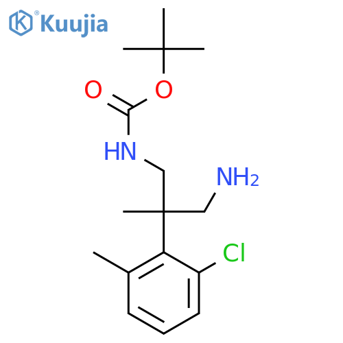 tert-butyl N-3-amino-2-(2-chloro-6-methylphenyl)-2-methylpropylcarbamate structure