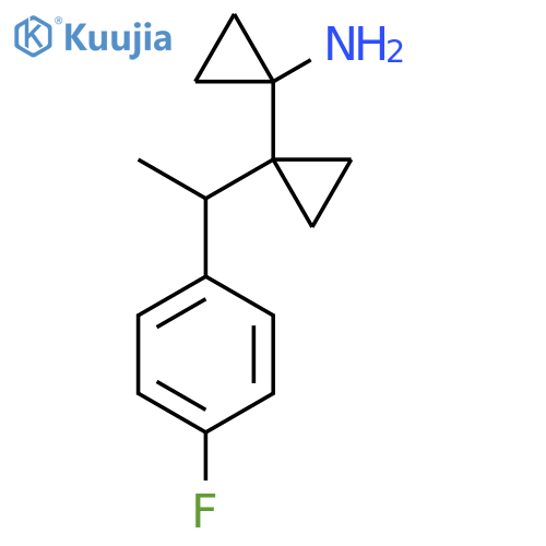 1-{1-1-(4-fluorophenyl)ethylcyclopropyl}cyclopropan-1-amine structure