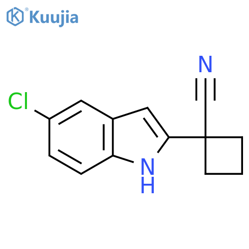 1-(5-chloro-1H-indol-2-yl)cyclobutane-1-carbonitrile structure