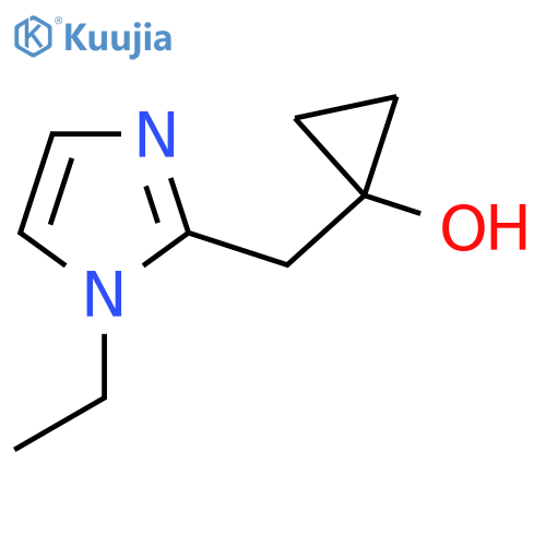 1-[(1-ethyl-1H-imidazol-2-yl)methyl]cyclopropan-1-ol structure