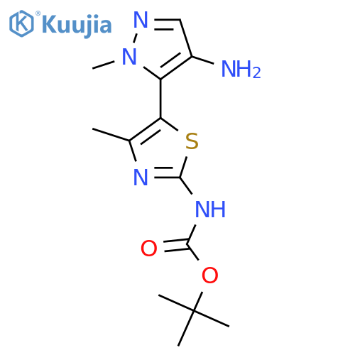 tert-butyl N-5-(4-amino-1-methyl-1H-pyrazol-5-yl)-4-methyl-1,3-thiazol-2-ylcarbamate structure