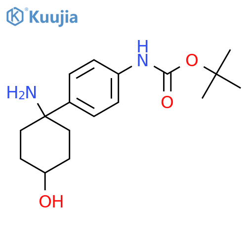 tert-butyl N-4-(1-amino-4-hydroxycyclohexyl)phenylcarbamate structure