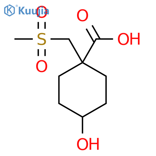 4-hydroxy-1-(methanesulfonylmethyl)cyclohexane-1-carboxylic acid structure