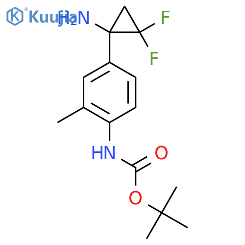 tert-butyl N-4-(1-amino-2,2-difluorocyclopropyl)-2-methylphenylcarbamate structure