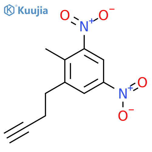 1-(but-3-yn-1-yl)-2-methyl-3,5-dinitrobenzene structure