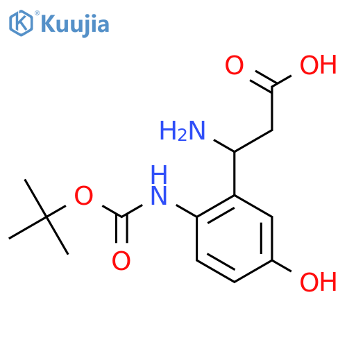 3-amino-3-(2-{(tert-butoxy)carbonylamino}-5-hydroxyphenyl)propanoic acid structure