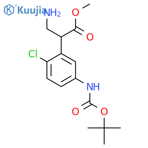 methyl 3-amino-2-(5-{(tert-butoxy)carbonylamino}-2-chlorophenyl)propanoate structure