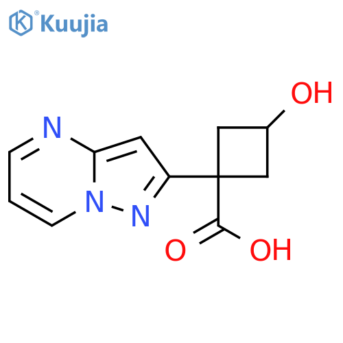 3-hydroxy-1-{pyrazolo1,5-apyrimidin-2-yl}cyclobutane-1-carboxylic acid structure