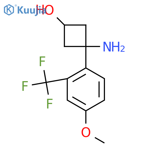 3-amino-3-4-methoxy-2-(trifluoromethyl)phenylcyclobutan-1-ol structure