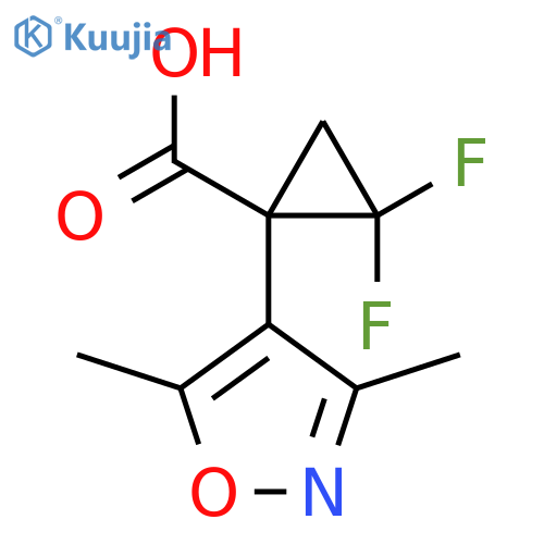 1-(dimethyl-1,2-oxazol-4-yl)-2,2-difluorocyclopropane-1-carboxylic acid structure
