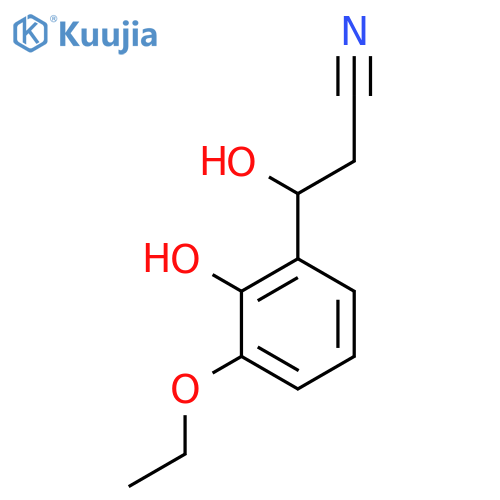 3-(3-ethoxy-2-hydroxyphenyl)-3-hydroxypropanenitrile structure