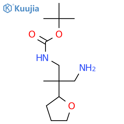 tert-butyl N-3-amino-2-methyl-2-(oxolan-2-yl)propylcarbamate structure