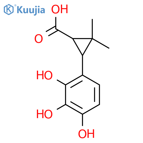 2,2-dimethyl-3-(2,3,4-trihydroxyphenyl)cyclopropane-1-carboxylic acid structure