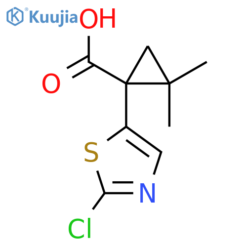 1-(2-chloro-1,3-thiazol-5-yl)-2,2-dimethylcyclopropane-1-carboxylic acid structure