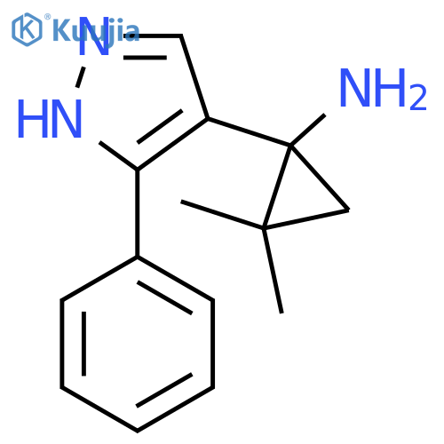 2,2-dimethyl-1-(3-phenyl-1H-pyrazol-4-yl)cyclopropan-1-amine structure
