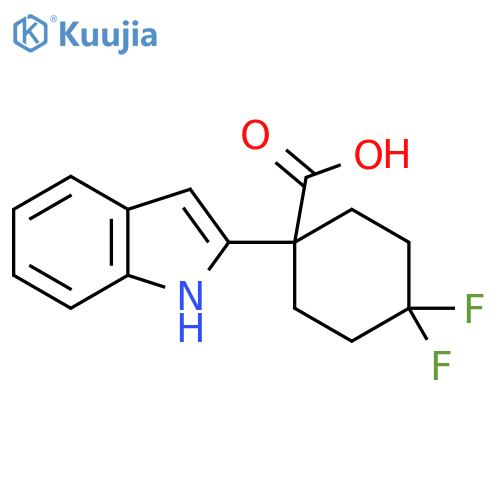 4,4-difluoro-1-(1H-indol-2-yl)cyclohexane-1-carboxylic acid structure