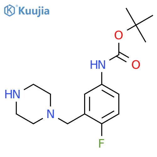tert-butyl N-{4-fluoro-3-(piperazin-1-yl)methylphenyl}carbamate structure