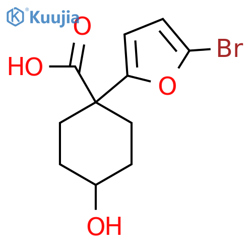 1-(5-bromofuran-2-yl)-4-hydroxycyclohexane-1-carboxylic acid structure