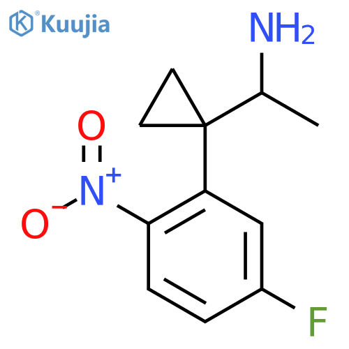 1-1-(5-fluoro-2-nitrophenyl)cyclopropylethan-1-amine structure