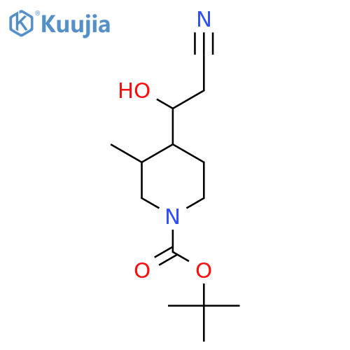 tert-butyl 4-(2-cyano-1-hydroxyethyl)-3-methylpiperidine-1-carboxylate structure