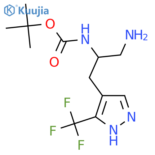 tert-butyl N-{1-amino-3-3-(trifluoromethyl)-1H-pyrazol-4-ylpropan-2-yl}carbamate structure