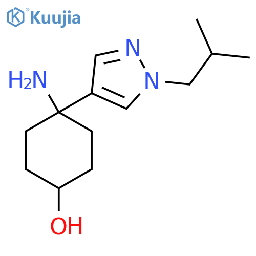 4-amino-4-1-(2-methylpropyl)-1H-pyrazol-4-ylcyclohexan-1-ol structure