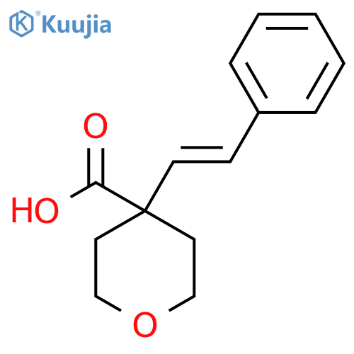 4-(2-phenylethenyl)oxane-4-carboxylic acid structure