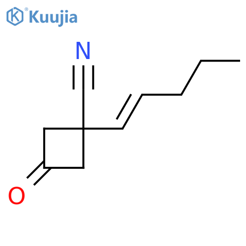 3-oxo-1-(pent-1-en-1-yl)cyclobutane-1-carbonitrile structure