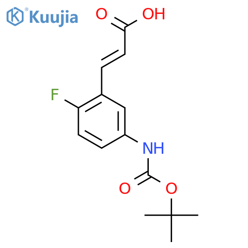 3-(5-{(tert-butoxy)carbonylamino}-2-fluorophenyl)prop-2-enoic acid structure