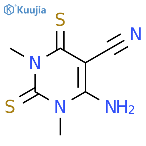 6-amino-1,3-dimethyl-2,4-disulfanylidene-1,2,3,4-tetrahydropyrimidine-5-carbonitrile structure