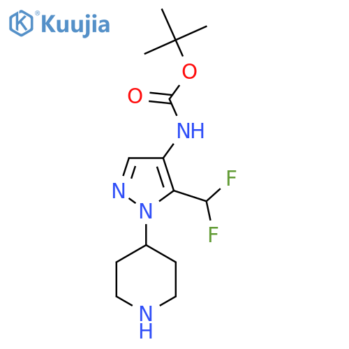 tert-butyl N-5-(difluoromethyl)-1-(piperidin-4-yl)-1H-pyrazol-4-ylcarbamate structure
