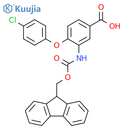4-(4-chlorophenoxy)-3-({(9H-fluoren-9-yl)methoxycarbonyl}amino)benzoic acid structure