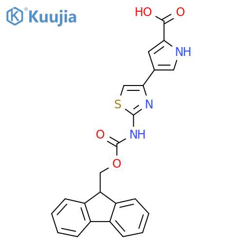 4-[2-({[(9H-fluoren-9-yl)methoxy]carbonyl}amino)-1,3-thiazol-4-yl]-1H-pyrrole-2-carboxylic acid structure