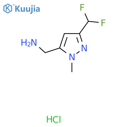 [5-(Difluoromethyl)-2-methylpyrazol-3-yl]methanamine;hydrochloride structure