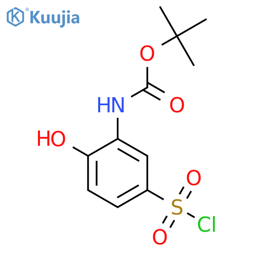 tert-butyl N-[5-(chlorosulfonyl)-2-hydroxyphenyl]carbamate structure