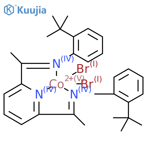 Dibromo[N,N′-[(2,6-pyridinediyl-κN)di-2,1-ethylidyne]bis[2-(1,1-dimethylethyl)benzenamine-κN]]cobalt  structure
