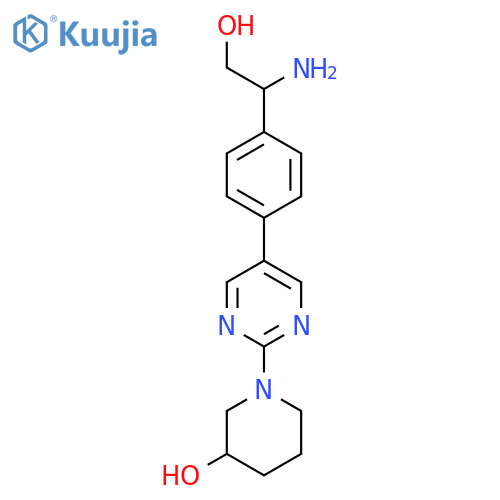 1-{5-[4-(1-Amino-2-hydroxyethyl)phenyl]pyrimidin-2-yl}piperidin-3-ol structure