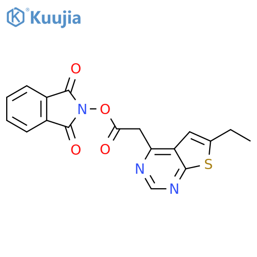 1,3-dioxo-2,3-dihydro-1H-isoindol-2-yl 2-{6-ethylthieno[2,3-d]pyrimidin-4-yl}acetate structure