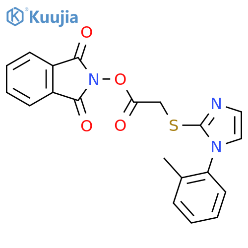 1,3-dioxo-2,3-dihydro-1H-isoindol-2-yl 2-{[1-(2-methylphenyl)-1H-imidazol-2-yl]sulfanyl}acetate structure