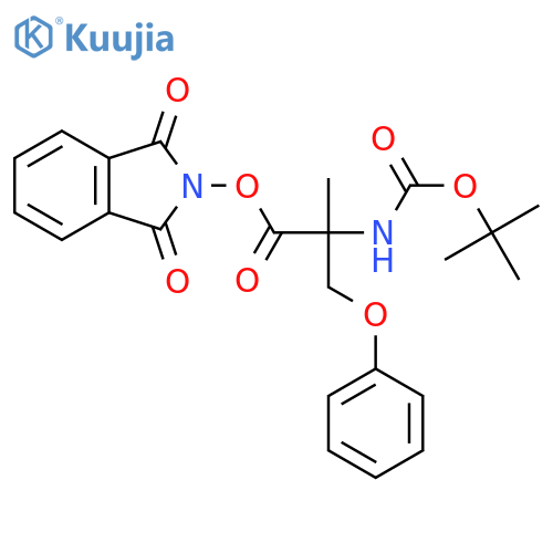 1,3-dioxo-2,3-dihydro-1H-isoindol-2-yl 2-{[(tert-butoxy)carbonyl]amino}-2-methyl-3-phenoxypropanoate structure