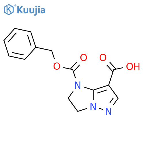 1-Phenylmethoxycarbonyl-2,3-dihydroimidazo[1,2-b]pyrazole-7-carboxylic acid structure