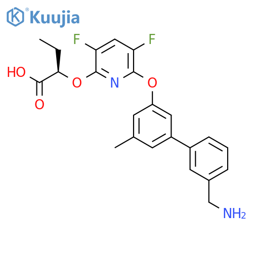 (2R)-2-[(6-{[3'-(Aminomethyl)-3-biphenylyl]oxy}-3,5-difluoro-2-pyridinyl)oxy]butanoic acid structure